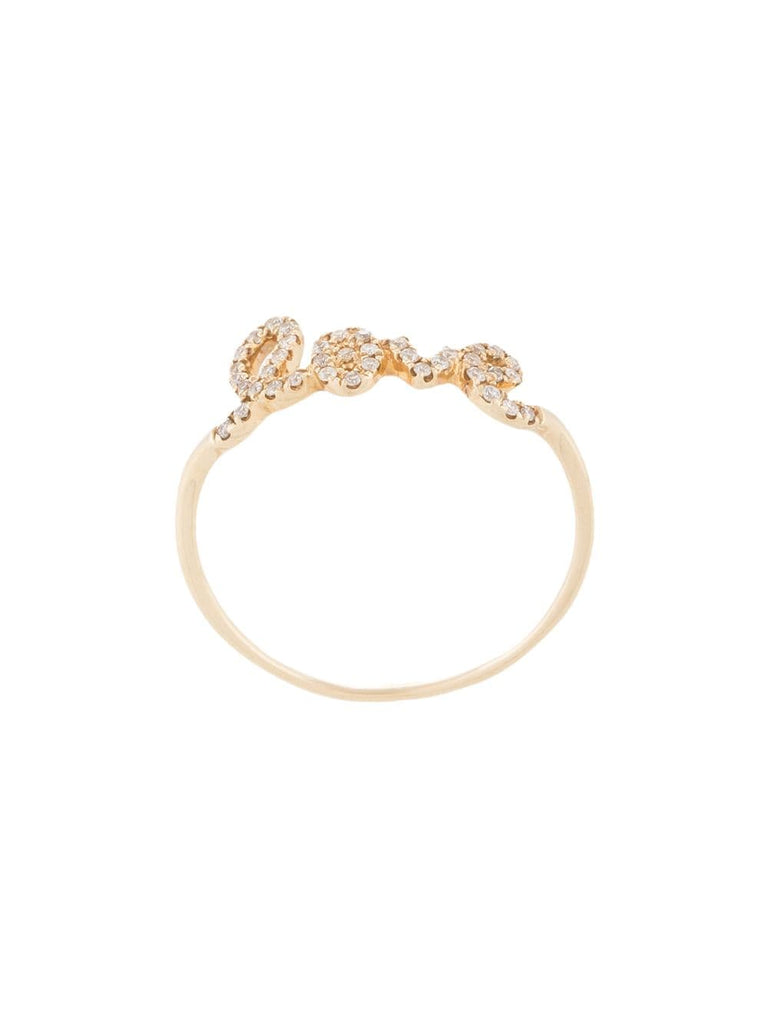 14kt yellow gold love diamond ring