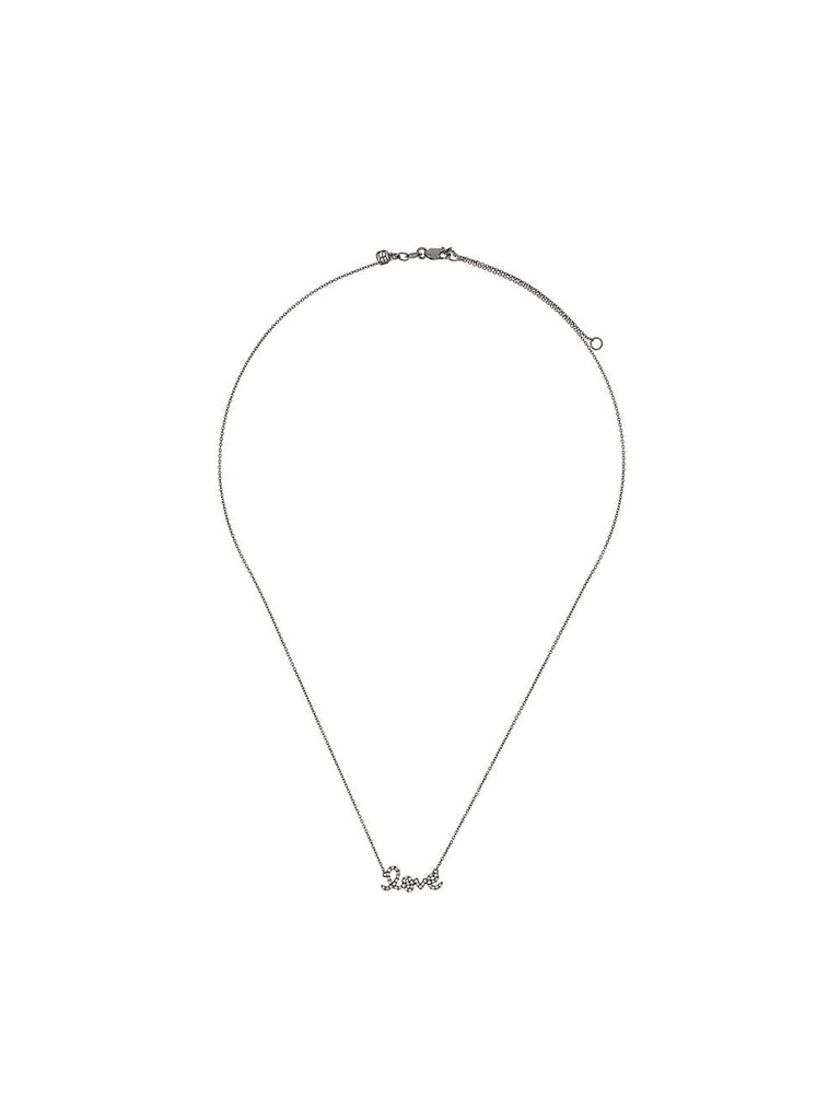 14kt black gold diamond love necklace