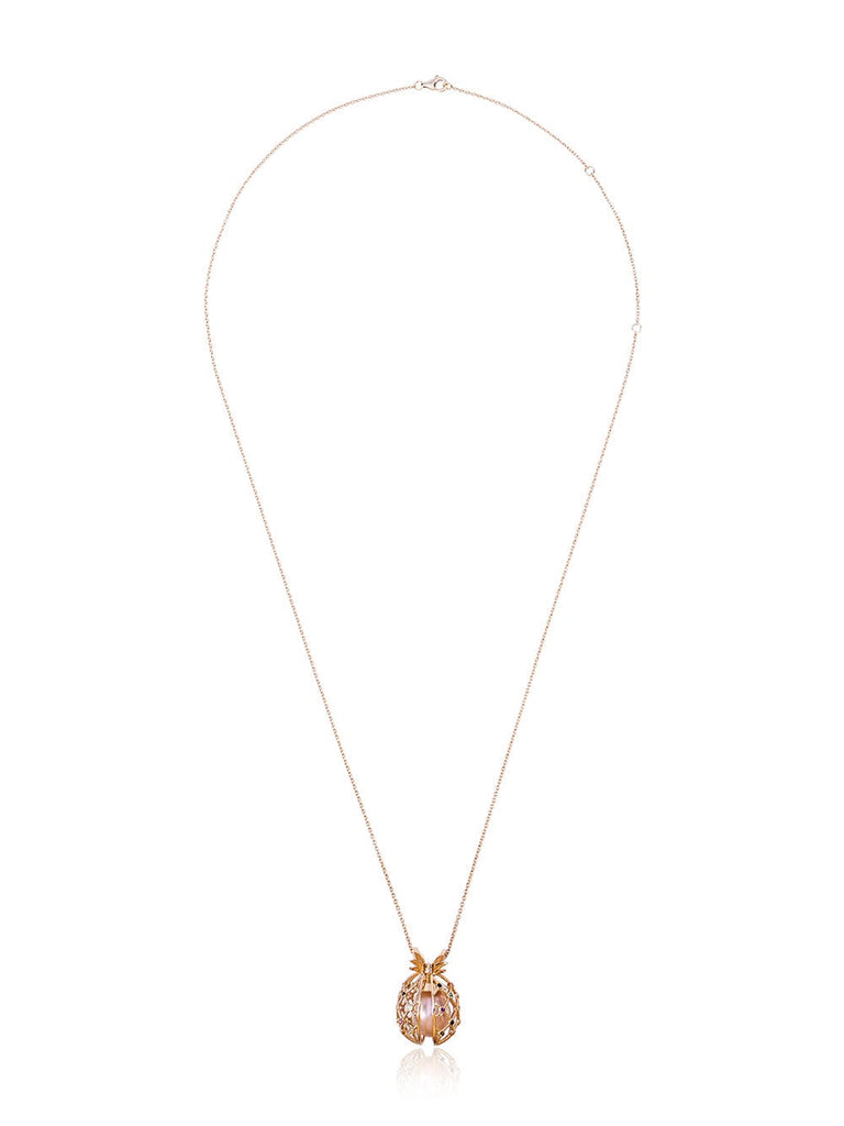 18k gold pineapple necklace with pearl