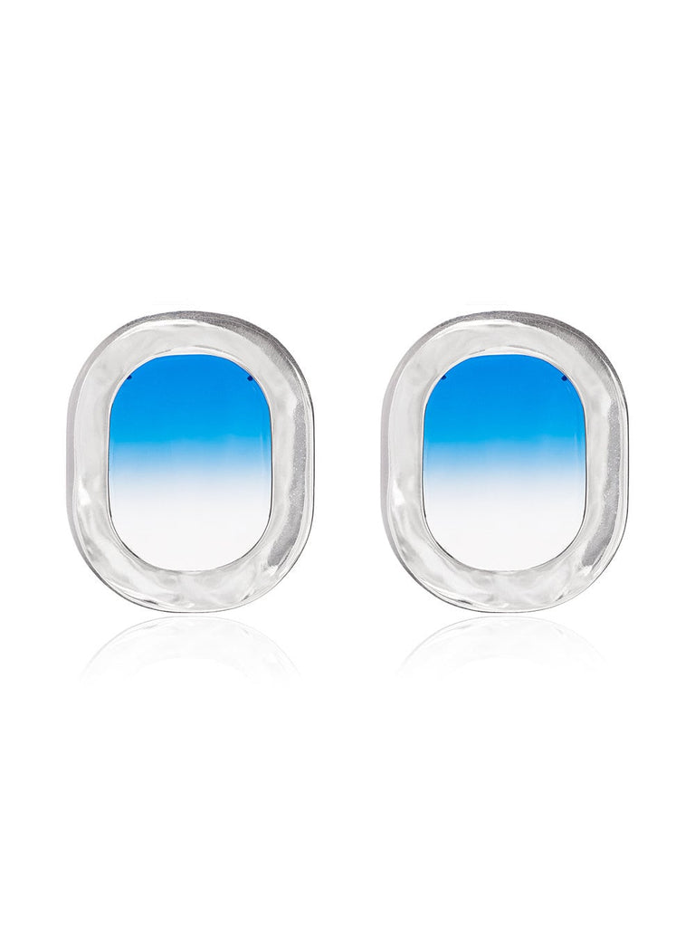 blue 925 Sterling Silver Airplane Window Earrings