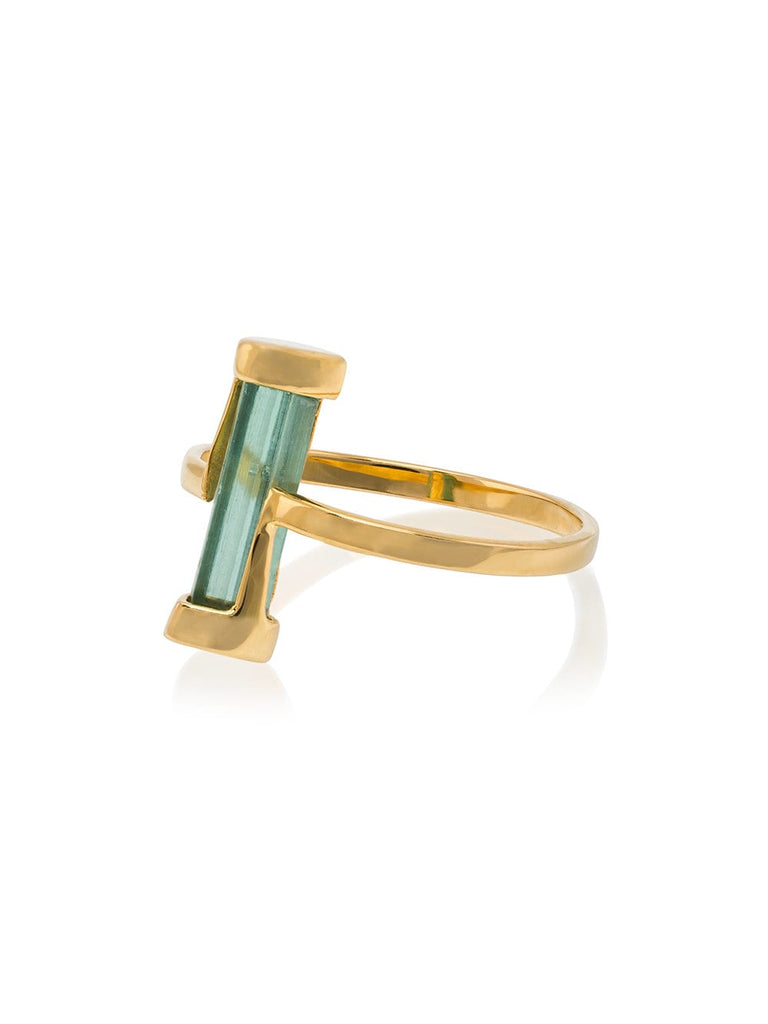 18k yellow gold Kinetic green tourmaline ring