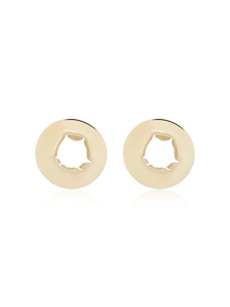 18k Yellow Gold Bullet hole earrings