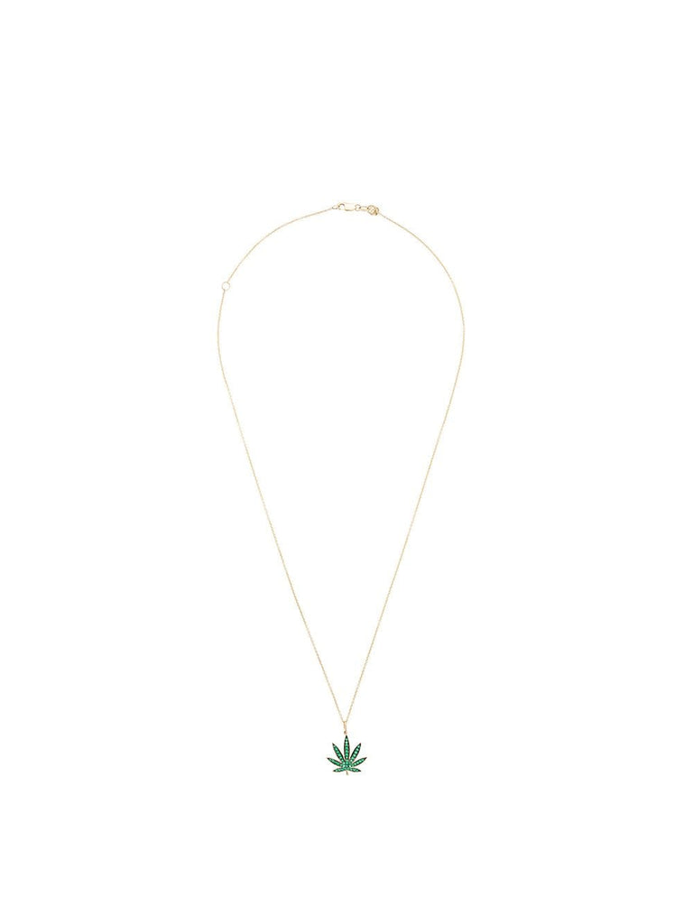 14kt yellow gold pot leaf necklace