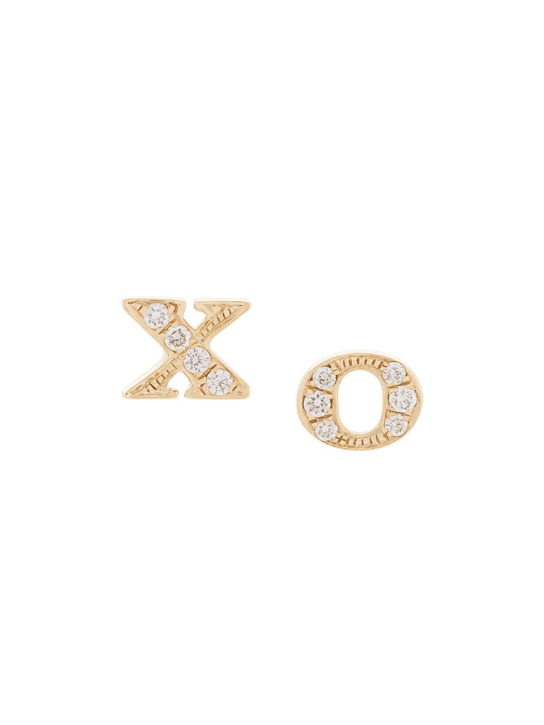 14kt yellow gold XO diamond stud earrings