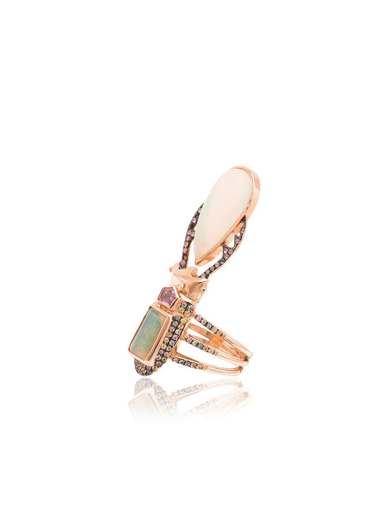 18k rose gold Aurae opal and sapphire ring