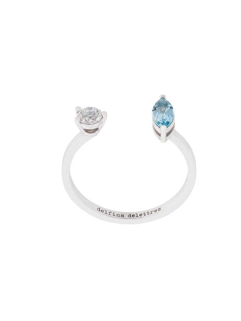 Dots Solitaire aquamarine and diamond ring