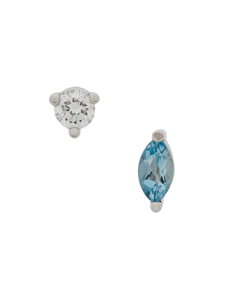 18kt white gold Dots Solitaire aquamarine and diamond earrings