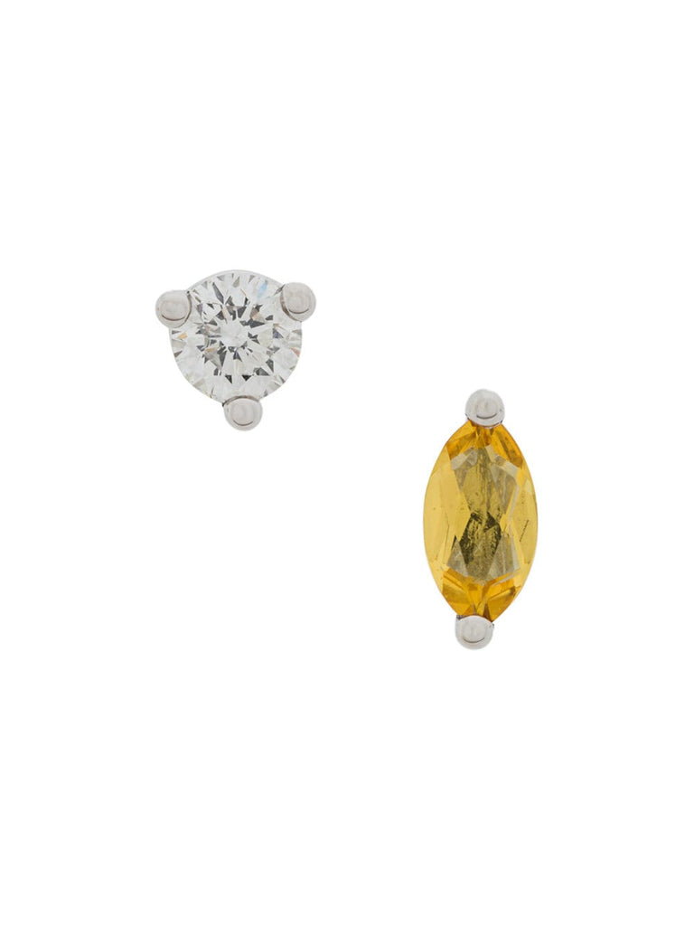 18kt white gold Dots Solitaire yellow beryllium and diamond earrings