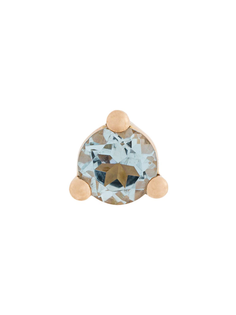 18kt gold Dots Solitaire aquamarine and pearl earring