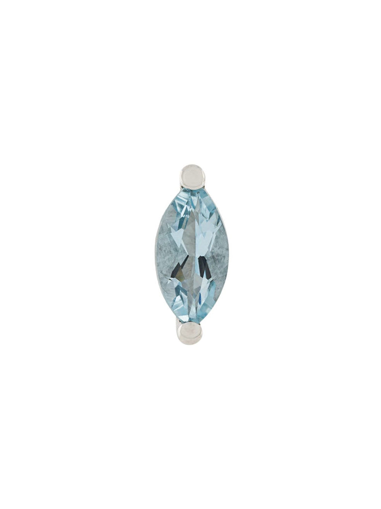 18kt gold Dots Solitaire aquamarine and pearl earring