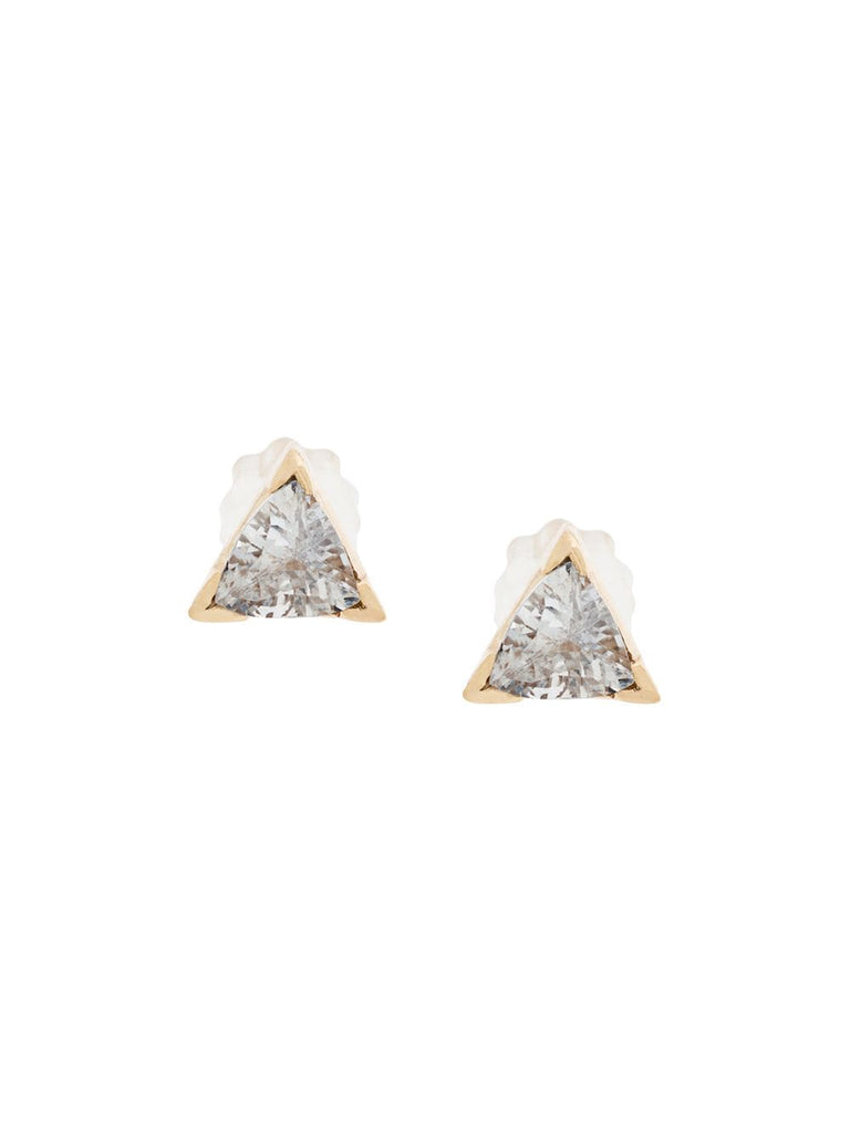 14kt gold Diamond Cut Trillion earrings