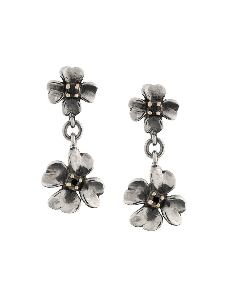 flower pendant black diamond earrings