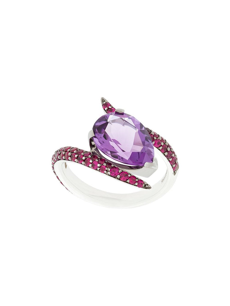 Aurora amethyst and rubies ring