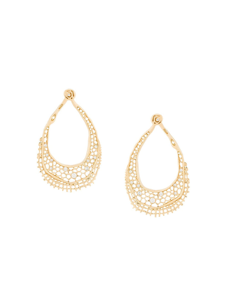 18kt yellow gold diamond vintage lace earrings