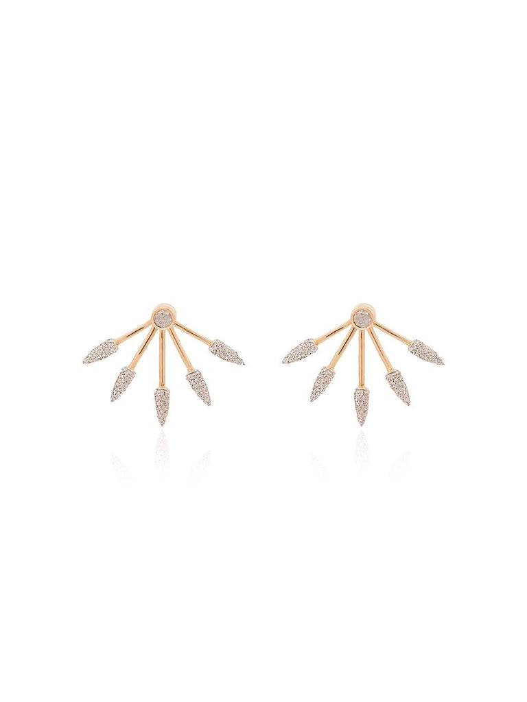 Gold diamond five spike earrings