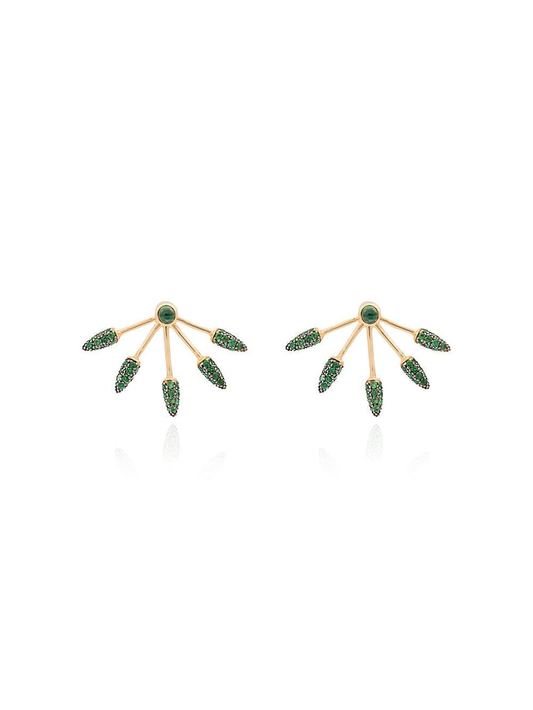 green diamond five spike earrings