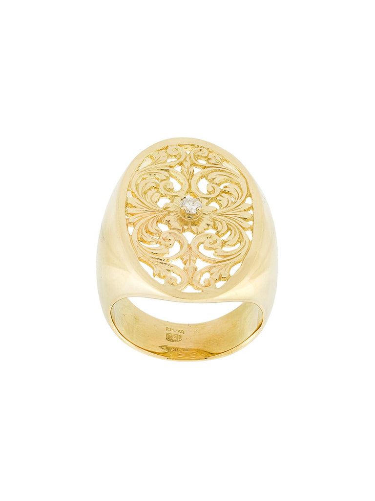 filigree diamond signet ring