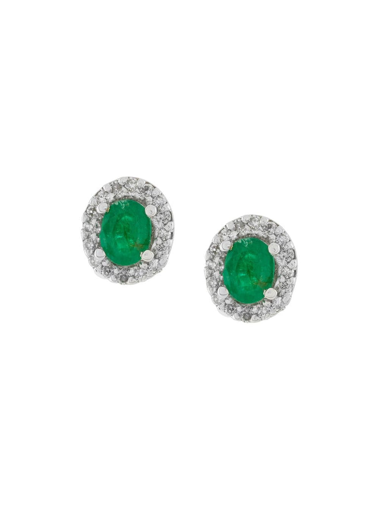 18kt gold, diamond and emerald stud earrings