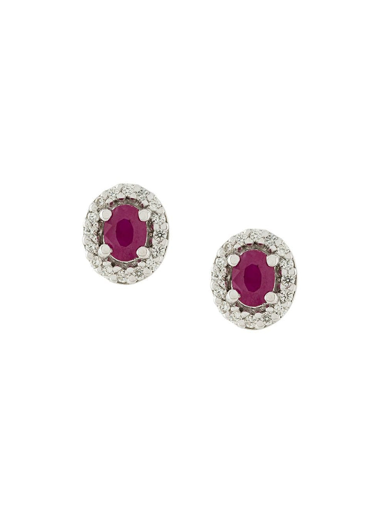 18kt gold, diamond and ruby stud earrings