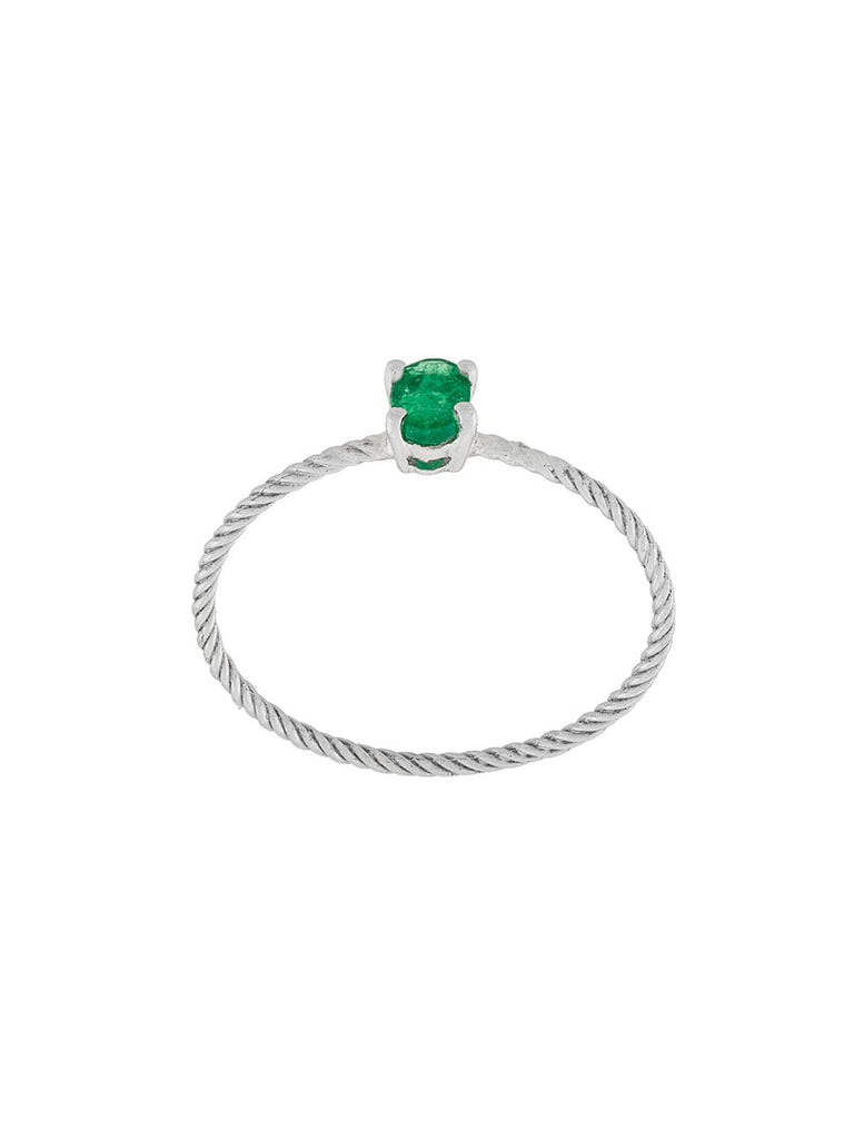 Emerald rope solitaire ring