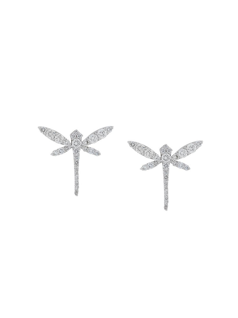 18kt gold Dragonfly diamond stud earrings