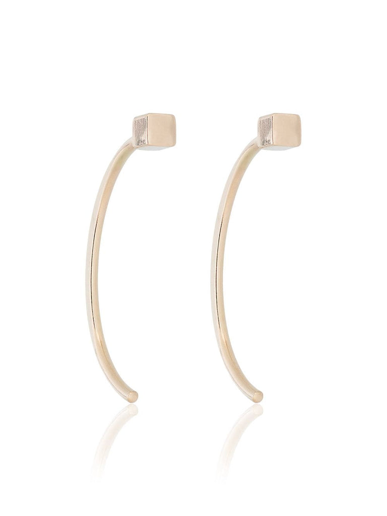 long curved cube bar earrings