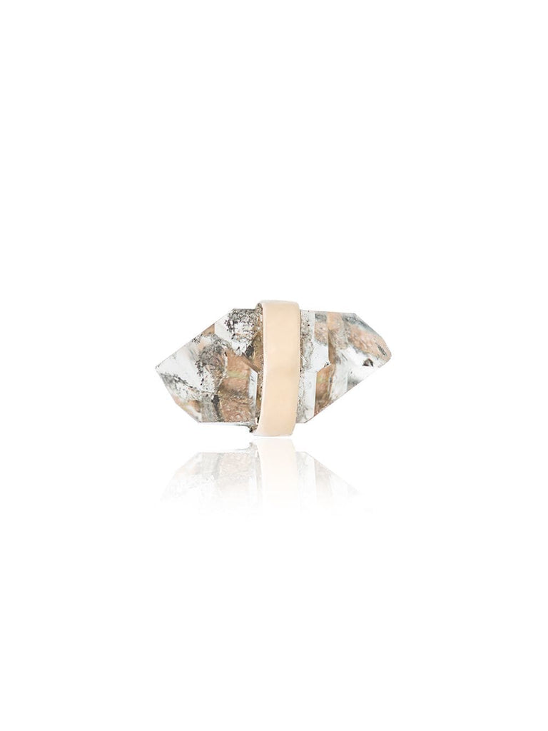 14K yellow gold quartz stud earring