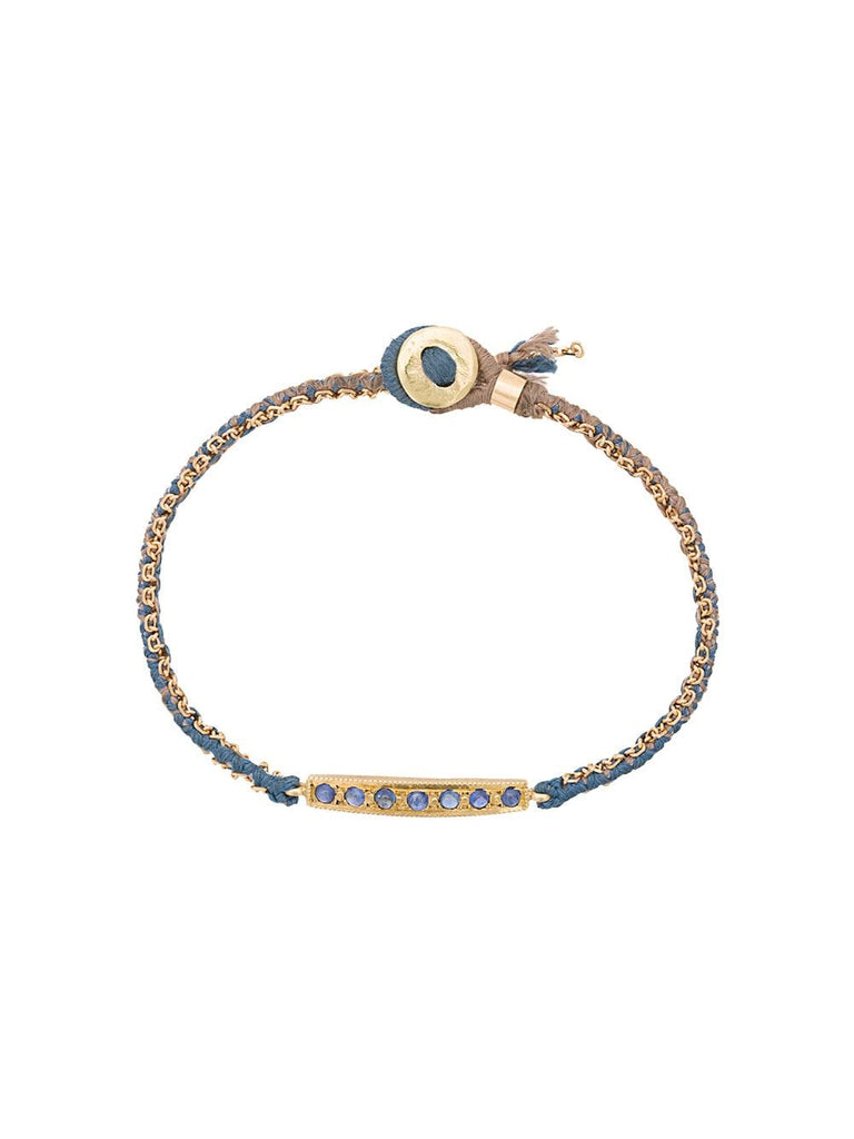 18kt gold 7 Blue Sapphire Bar Bracelet