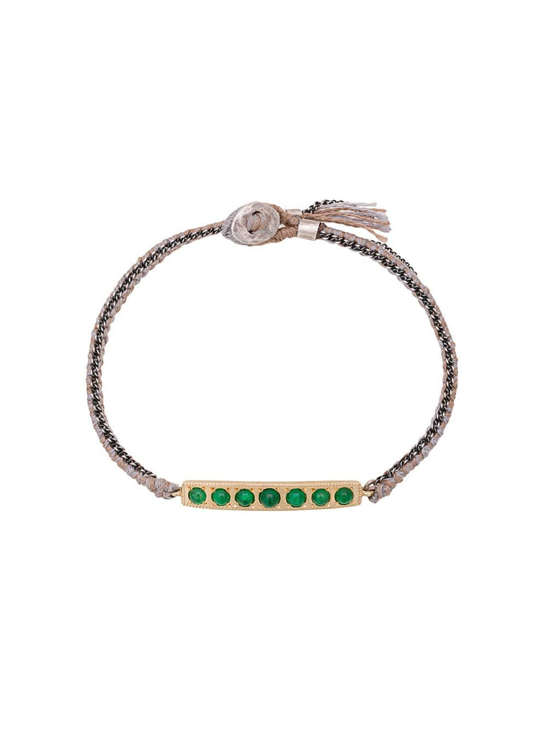 14kt gold 7 Emerald Bar Bracelet