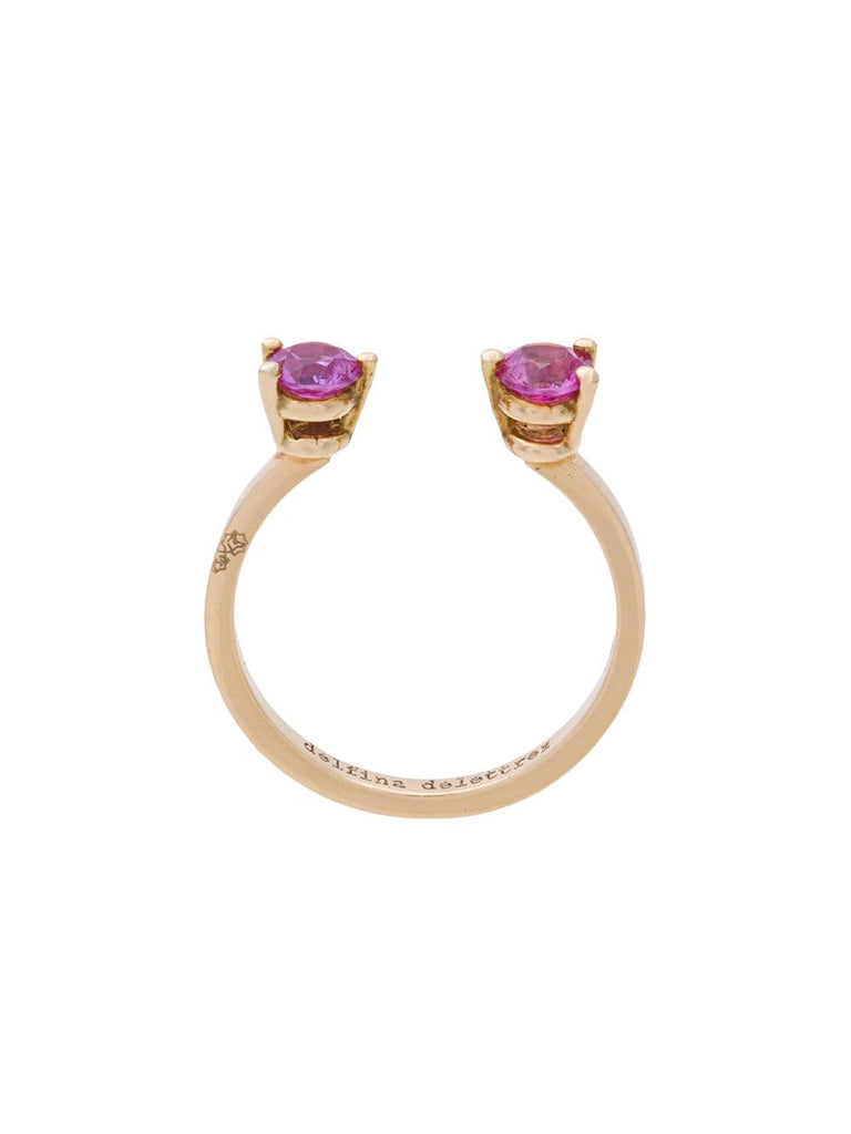 2 Dots pink sapphires midi fingertip ring