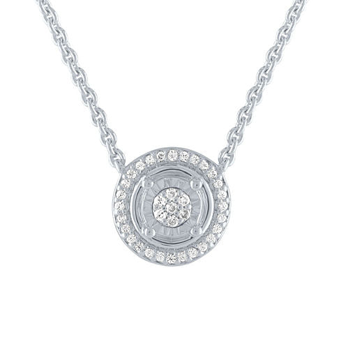 Womens 1/10 CT. T.W. Genuine Diamond Sterling Silver Round Pendant Necklace