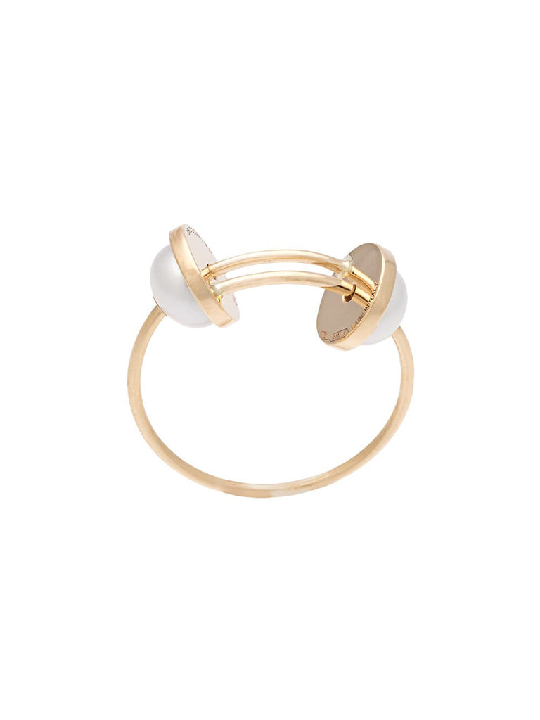 18kt gold double pearl ring