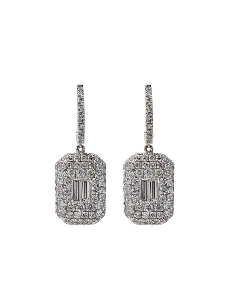 pave baguette diamond drop earrings