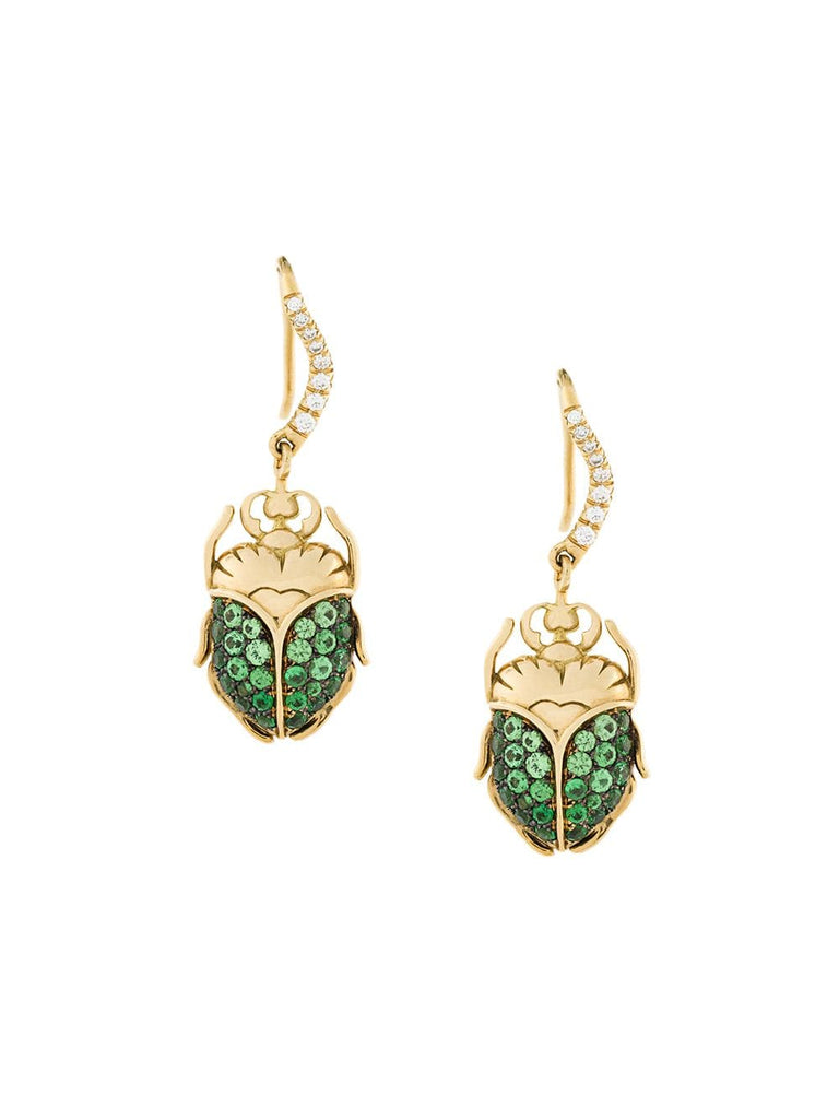 18kt gold Scarab diamond earrings