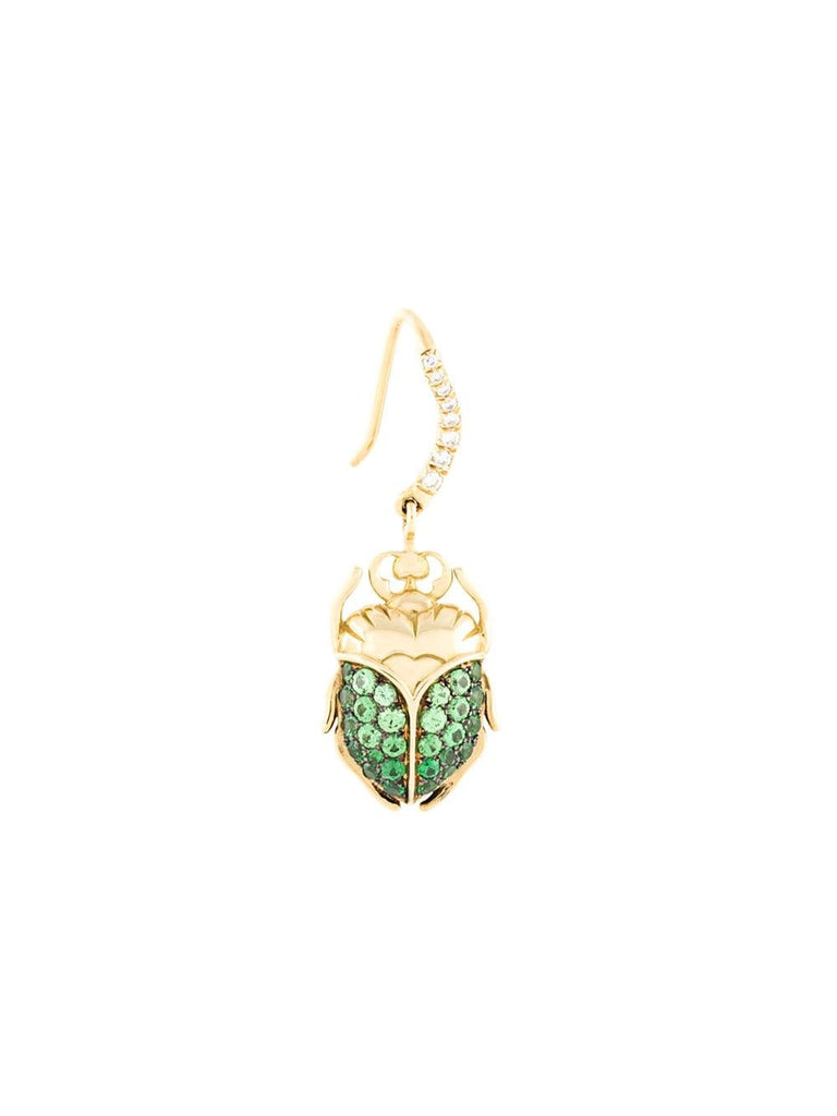 18kt gold Scarab tsavorite and diamond earring