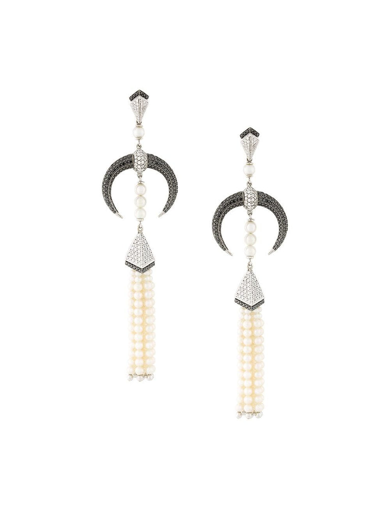 18kt gold Tribal Deco diamond earrings