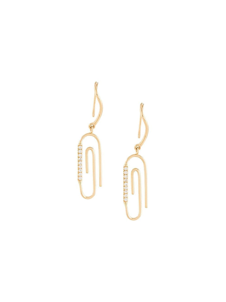 18kt gold Paperclip diamond earrings