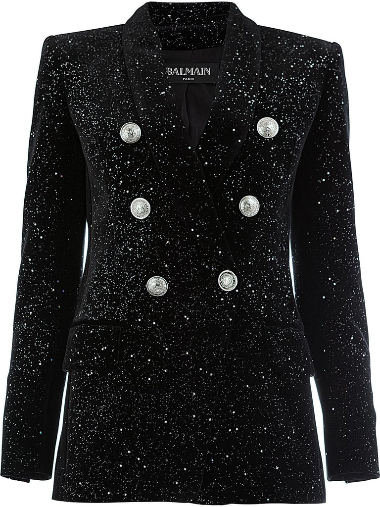 embossed button blazer