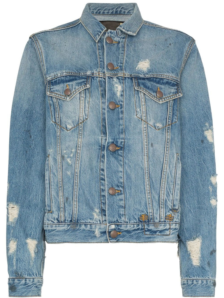 distressed detail denim jacket