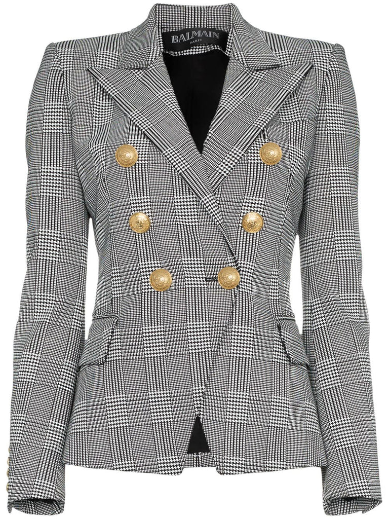 prince of wales tweed cotton blend blazer