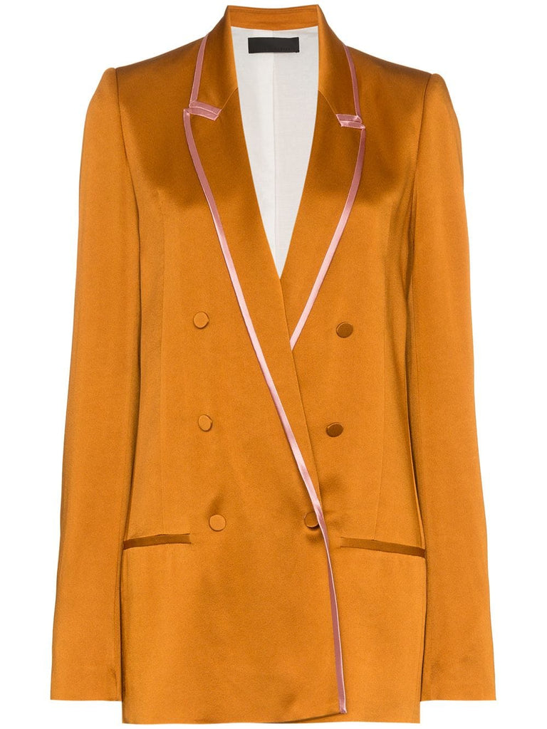 Double-breasted Two-Tone Satin Blazer