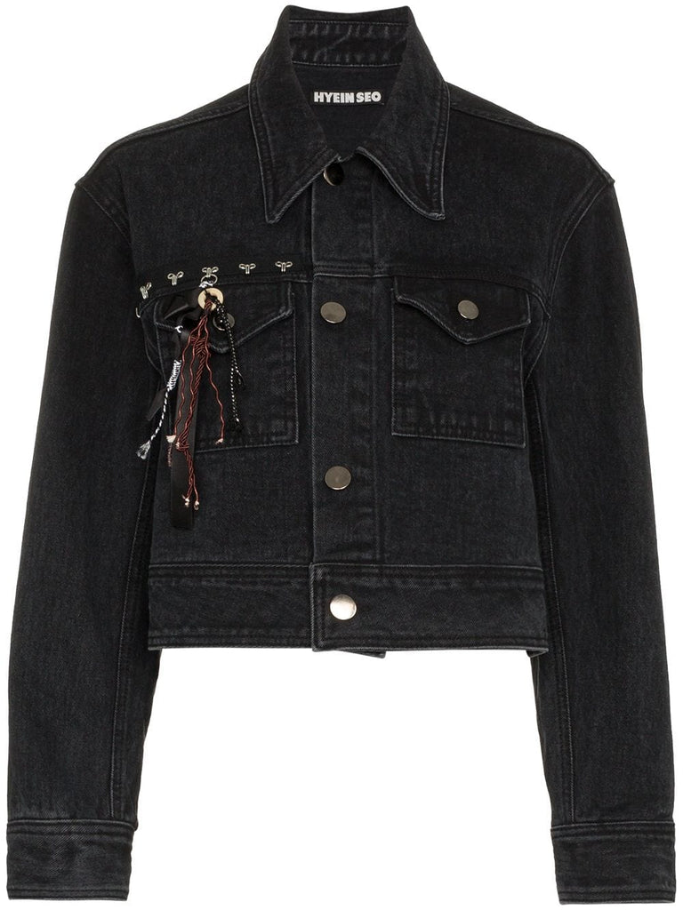 studded crop denim jacket