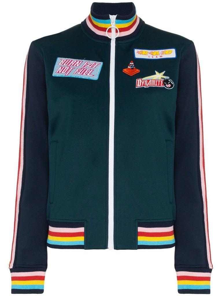 embroidered patch bomber jacket