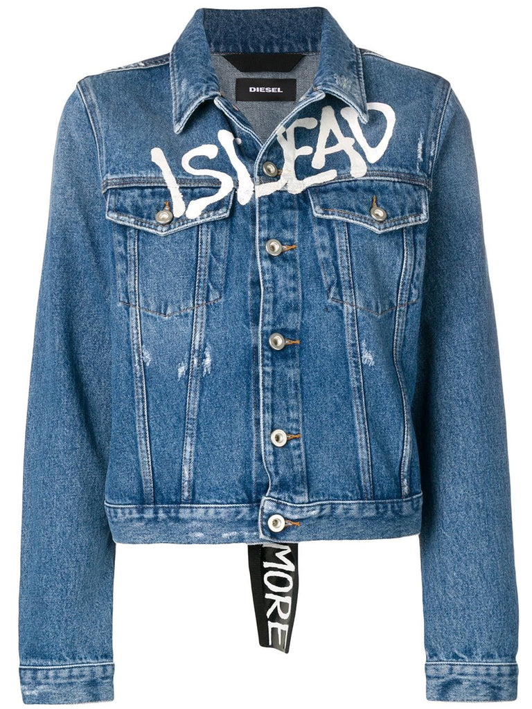 Graffiti print denim jacket