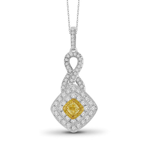 Womens 1 CT. T.W. Yellow Diamond 14K Gold Pendant Necklace