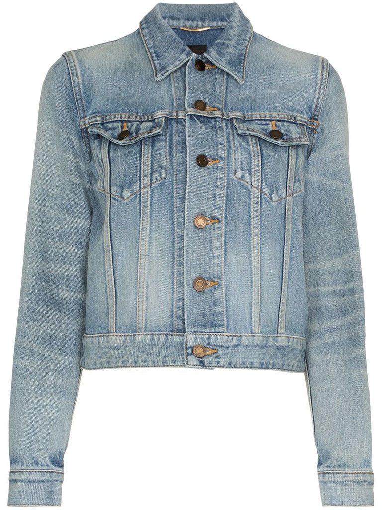 button up cropped denim jacket