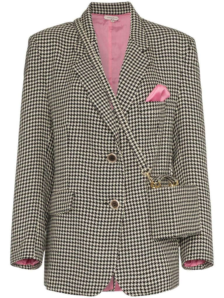 houndstooth print bag detailed blazer