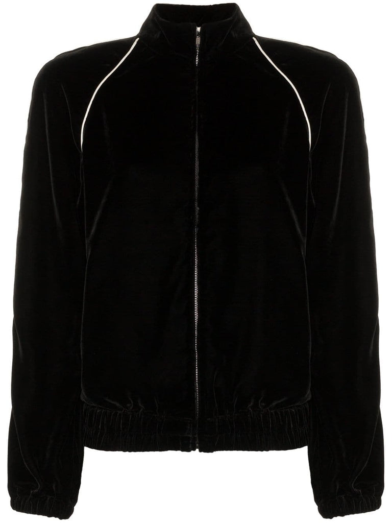 contrast piping velour track jacket