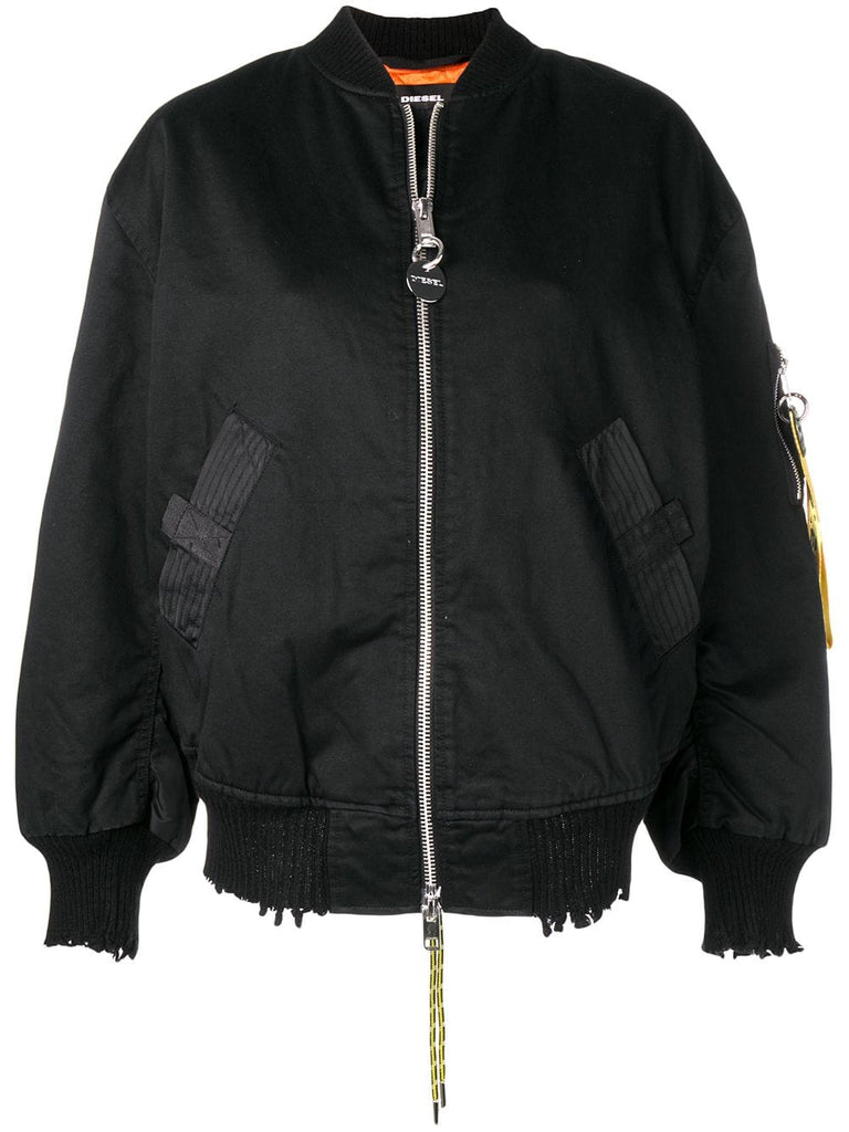 branded sleeve bomber jacket