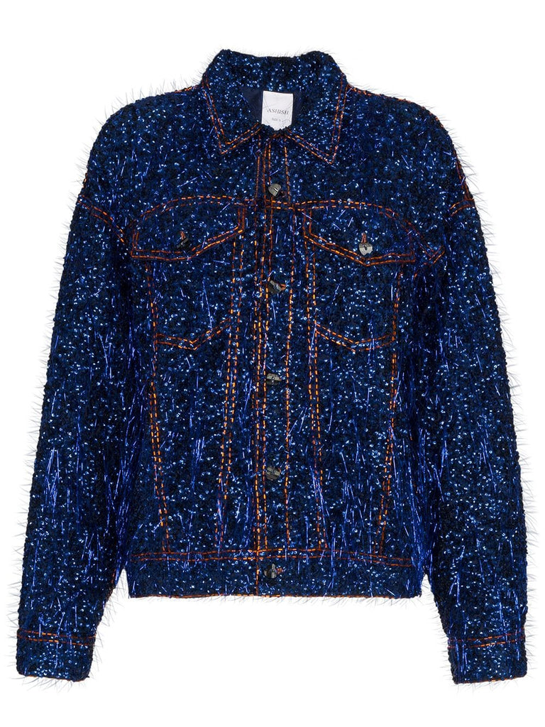 tinsel embellished denim jacket